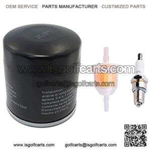 Golf Cart Club Oil Filter Tune Up Kit Fuel Filter with Spark Plug for 1992-2004 Models with FE290 for Kawasaki Motor by Swess