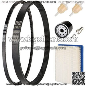 Golf Cart DS Tune Up Kit W/Clutch Drive Belt &Generator Belt fit 1992-2004 Club Car DS Gas Models with FE290,FE350 Kawasaki Motor, Incl. Air & Oil Fuel Filters Spark Plug,OEM 1025582, 101916701