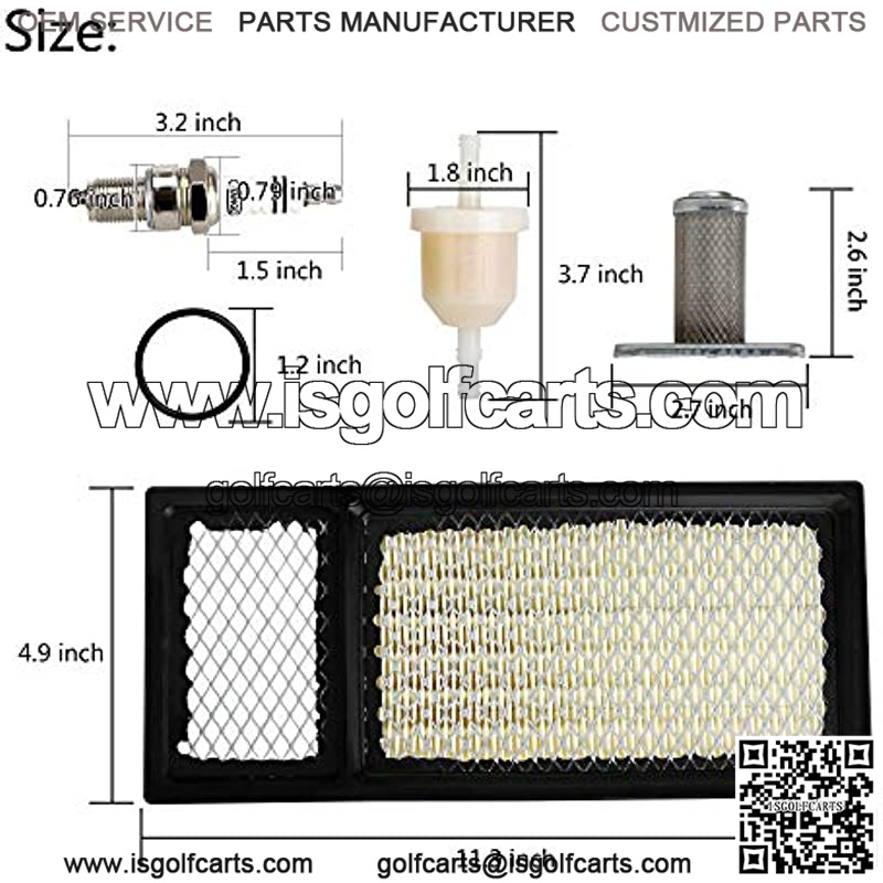 Golf Cart Tune Up Kit for EZGO TXT Medalist 4 Cycle 295cc 350cc Gas 1994-2005, Air Filter 72368G01 Oil Filter 26591G01 Fuel Filter 72084-G01 Spark Plug Replacement kit - Image 2
