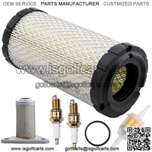 EZGO Tune Up Kit with Air Filter Oil Filter Spark Plug Fuel Filter for TXT/RXV/ST350/Workhorse Gas Golf Cart Models (EZGO TXT W/MCI Motor, RXV W/Robbins Motor)