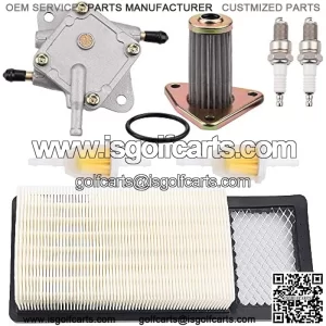 72368G01 Air Filter w 26591G01 Oil Filter 72021-G01 Fuel Pump Replacement for EZGO TXT Medalist 4 Cycle 295cc 350cc Golf Cart with 72084-G01 Fuel Filter Spark Plug
