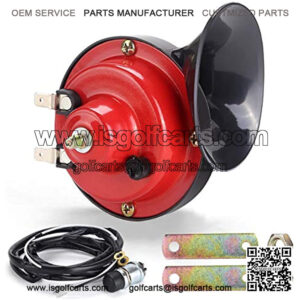 12V Universal Snail Golf Cart Horn Kit,Adjustable Volume Control Electric Horn with Brackets & Floor Mount Button for Ez-go, Club Car, Yamaha, UTVS, ATV, Boat