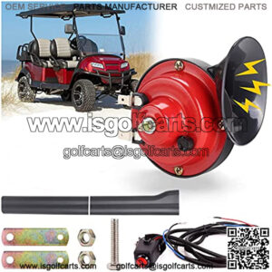Golf Cart 12 Volt Horn Kit, Horn Switch and Wire Harness Assembly Universal Fit Club Car, EZ-GO and Yamaha and ATV, UTV, Boat ??Upgrade Steering Mount Hand Press Switch )
