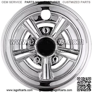 Pack of 4 Golf Cart Wheel Covers Hub Cap 8" 5-Spoke for EZGO Club Car Yamaha Easy Snap-in Chrome Finish US Delivery