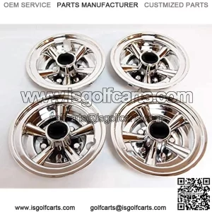Chrome Golf Cart Hub Caps 8 inch Set of 4 Style-Fast