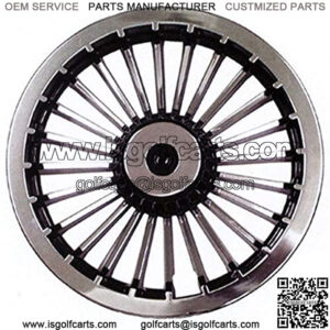 8" Turbine Black/Silver Golf Cart Hub Caps - Each