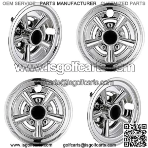 4-Pack Golf Club Cart Wheel Trim Chrome-Finished Hub Caps Fits 8" Wheels or EZGO/Club Car/Yamaha