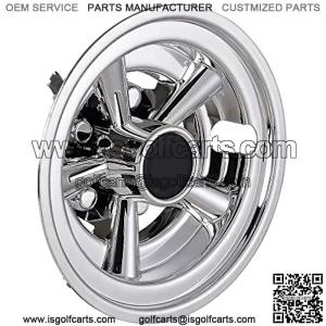 Set of 4 Golf Club Cart Wheel Trim Hub Caps Chrome Finish Easy Install Fits 8" Wheels or EZGO/Club Car/Yamaha
