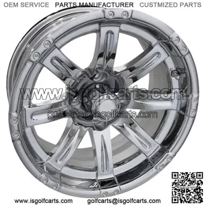 14" Golf Cart Wheel, Chrome Rim & Center Cap, 14x6 ET-0