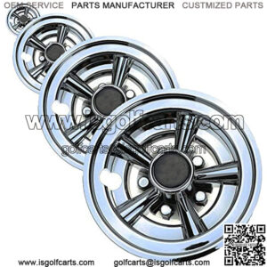 Golf Cart 8" Wheel Covers Hubcaps, Set of 4 - EZGO, Club Car, Yamaha, Chrome SS Design