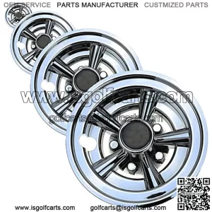 Golf Cart 8" Wheel Covers Hubcaps, Set of 4 - EZGO, Club Car, Yamaha, Chrome SS Design