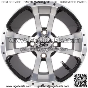 12" Storm Trooper - Black w/Machined Face - Golf Cart Wheel