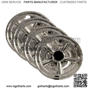 Golf Cart Hub Caps For 8" Wheel Rim Chrome Set of 4 - Fit EZGO, Club Car, Yamaha