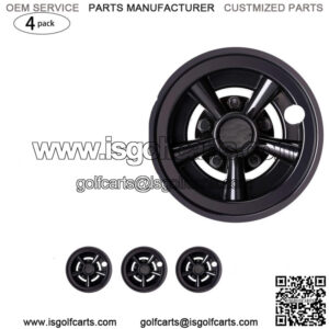4X Golf Cart Hub Caps Wheel Covers for 8" Wheel EZGO Club Car Yamaha Black