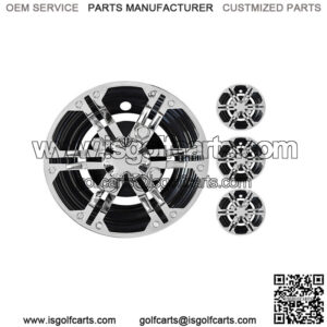 Yamaha Ezgo Club Car Golf Cart Wheel Cover Hub Cap Daytona Chrome/Black 8" Set 4