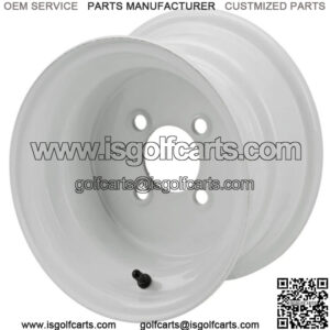 Revenge 10" White Steel Golf Cart Wheel 3:4 Offset