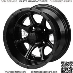 Revenge 12" Azusa Matte Black Golf Cart Wheel 3:4 Offset