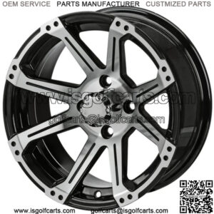 Revenge 12" Rampage Black & Machined Golf Cart Wheel 3:4 Offset