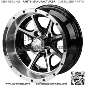 Revenge 12" Azusa Black & Machined Golf Cart Wheel 3:4 Offset