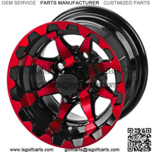 Revenge 10" Viper Black and Red Golf Cart Wheel 3:4 Offset