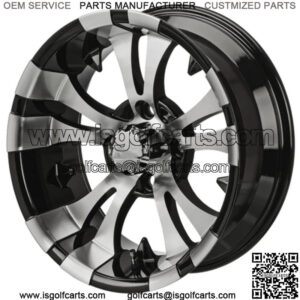 Revenge 12" Warlock Black & Machined Golf Cart Wheel 3:4 Offset