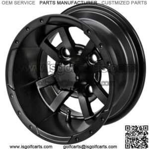 Revenge 10" Maltese Cross Matte Black Golf Cart Wheel 3:4 Offset