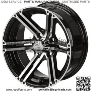 Revenge 12" Yukon Black & Machined Golf Cart Wheel 3:3 Offset