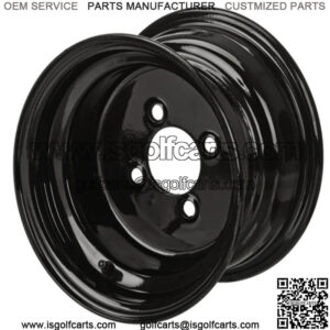 Revenge 10x7 Glossy Black Steel Golf Cart Wheel 3:4 Offset