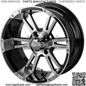 Revenge 12x7 Raptor Black & Machined Golf Cart Wheel 3:4 Offset