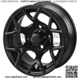 Revenge 12x7 Ninja Matte Black Golf Cart Wheel 3:4 Offset