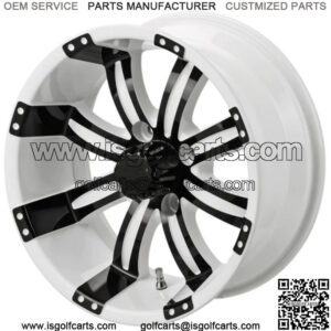 Revenge 12x7 Casino Cross Black & White Golf Cart Wheel 3:4 Offset