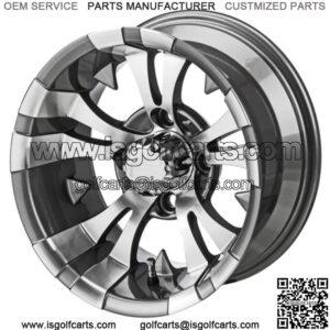 Revenge 12" Warlock Gun Metal Gray & Machined Golf Cart Wheel 3:4 Offset