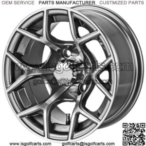 Revenge 12" Ninja Gun Metal Gray & Machined Golf Cart Wheel 3:4 Offset