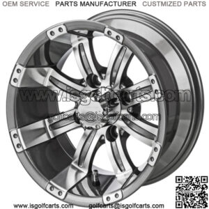 Revenge 10" Casino Gun Metal Gray & Machined Golf Cart Wheel 3:4 Offset