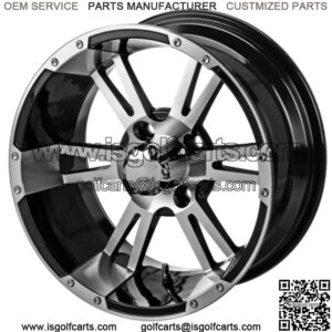 Revenge 14x7 Raptor Black & Machined Golf Cart Wheel 3:4 Offset