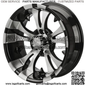Revenge 14x7 Warlock Black & Machined Golf Cart Wheel 3:4 Offset