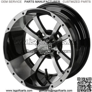 Revenge 15x7 Maltese Black & Machined Golf Cart Wheel 3:4 Offset