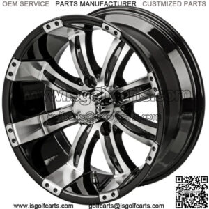 Revenge 14x7 Casino Black & Machined Golf Cart Wheel 3:4 Offset