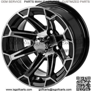 Revenge 14x7 Viking Black & Machined Golf Cart Wheel 3:4 Offset
