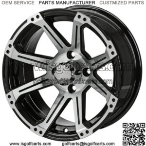 Revenge 14x7 Rampage Black & Machined Golf Cart Wheel 3:4 Offset