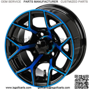 Revenge 12x7 Ninja Cross Black & Blue Golf Cart Wheel 3:4 Offset