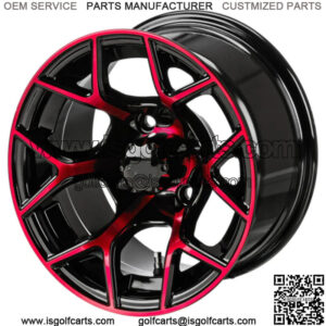 Revenge 12x7 Ninja Cross Black & Red Golf Cart Wheel 3:4 Offset