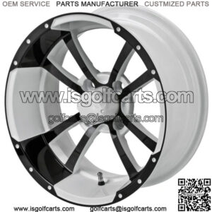 Revenge 14x7 Maltese Cross Black & White Golf Cart Wheel 3:4 Offset