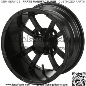 Revenge 14x7 Maltese Cross Matte Black Golf Cart Wheel 3:4 Offset