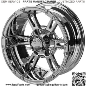 Revenge 12x7 Raptor Chrome Mirror Golf Cart Wheel 3:4 Offset