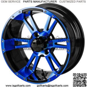 Revenge 14x7 Raptor Black & Blue Golf Cart Wheel 3:4 Offset