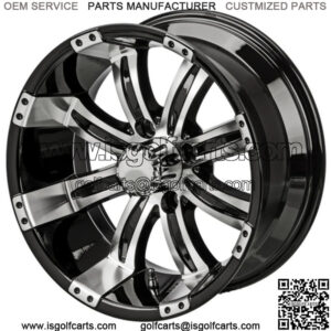 Revenge 15x7 Casino Black & Machined Golf Cart Wheel 3:4 Offset