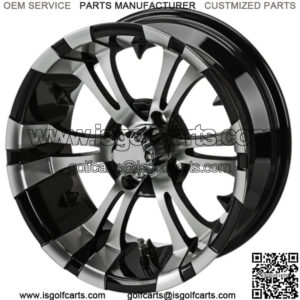 Revenge 15x7 Warlock Black & Machined Golf Cart Wheel 3:4 Offset