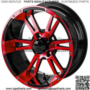 Revenge 14x7 Raptor Black & Red Golf Cart Wheel 3:4 Offset