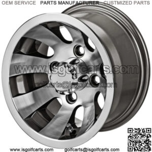 Revenge 10" Gunslinger Gun Metal Gray & Machined Golf Cart Wheel 3:4 Offset